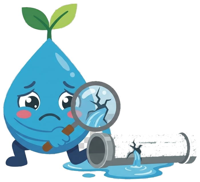 Gotín investigando una fuga de agua con una lupa
