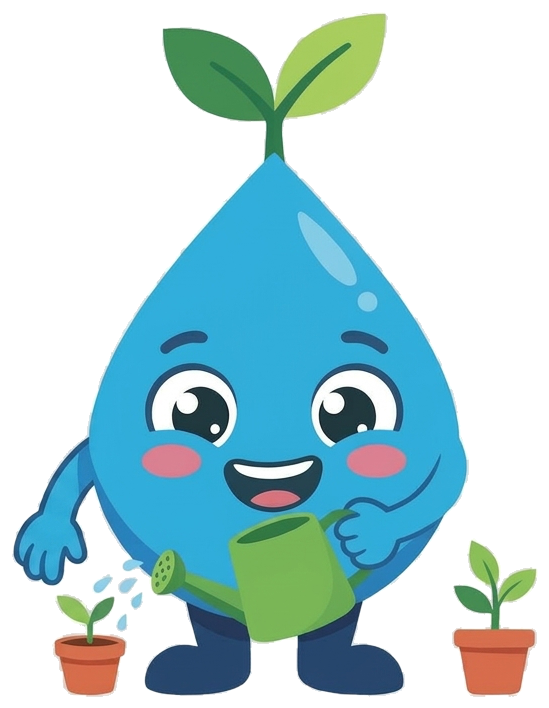 Gotín regando una planta con una regadera